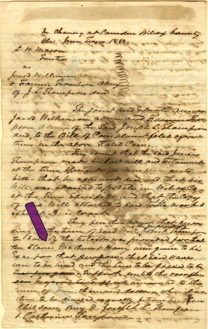 Court Case Dealing with Slaves - Slave Document